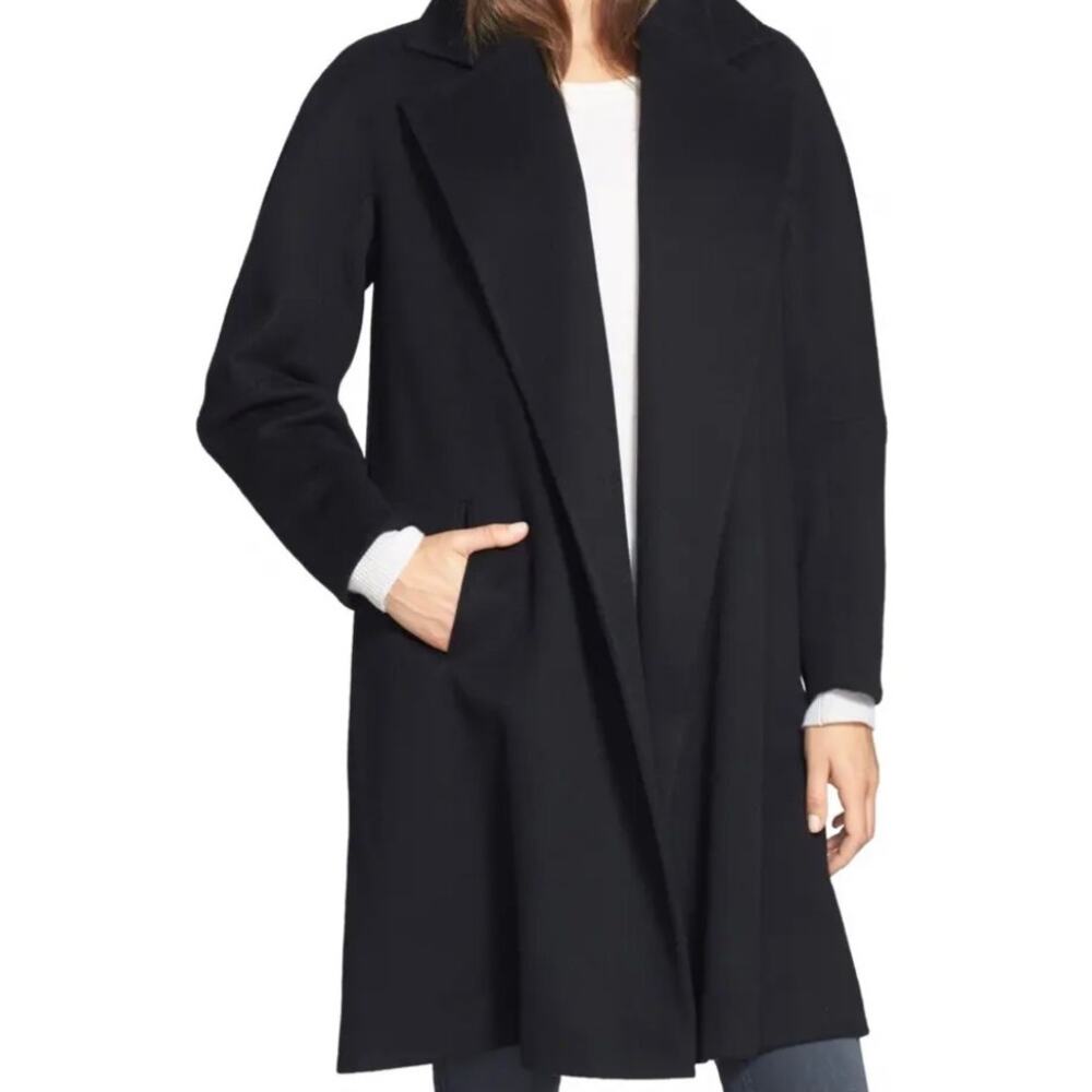 Fleurette Loro Piana Wool Black Car Coat size 14